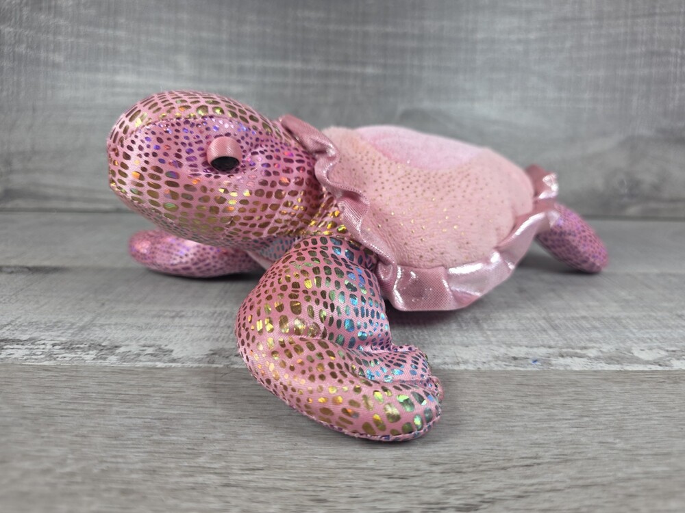 Aurora World Tara Pink Sea Turtle Stuffed Plush Heart Metallic Sparkles 10” b25